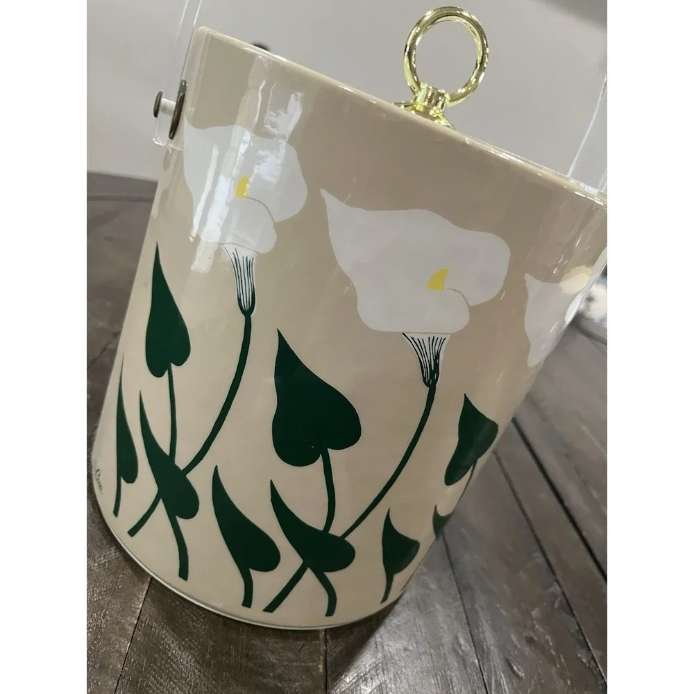 Vtg Cora Calla Lilly‎ Flower Ice Bucket Spring MCM Floral Lucite